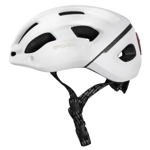 POINTER SPEED Cyklistická přilba s LED blikačkou a ochranným odnímatelným štítem IN-MOLD, 55-58 cm, bílá