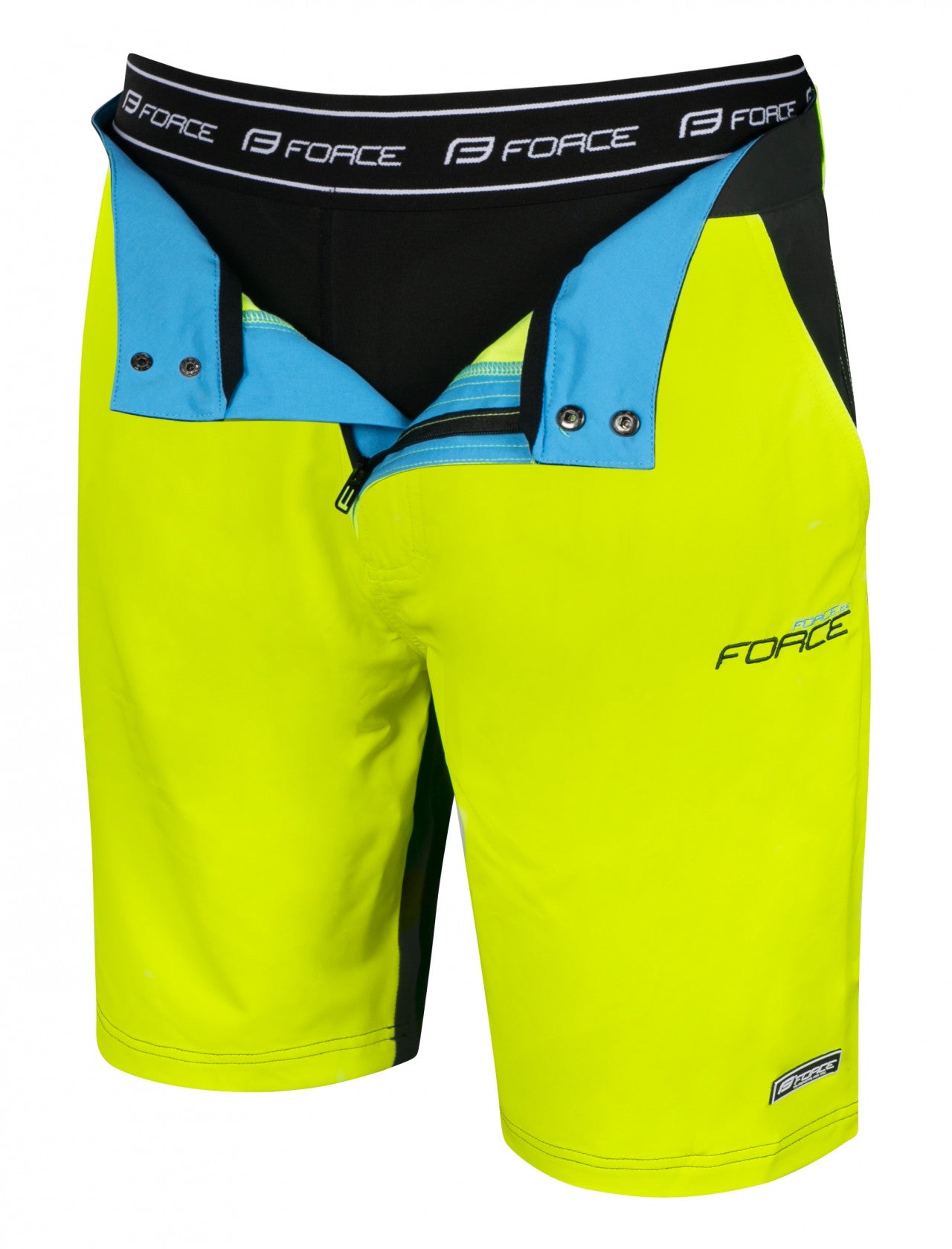 FORCE kraťasy BLADE MTB s odnímateľnou vložkou, čierno-fluo-1