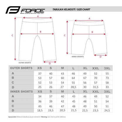 FORCE kraťasy BLADE MTB s odnímateľnou vložkou, čierno-fluo-4