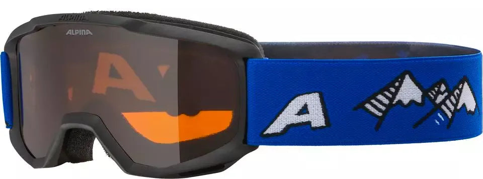 ALPINA Lyžiarske okuliare detské PINEY black blue matt/orange-0