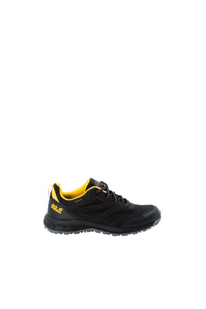 Jack Wolfskin Detské turistické topánky Woodland Texapore Low K black/burly yellow, EU 33