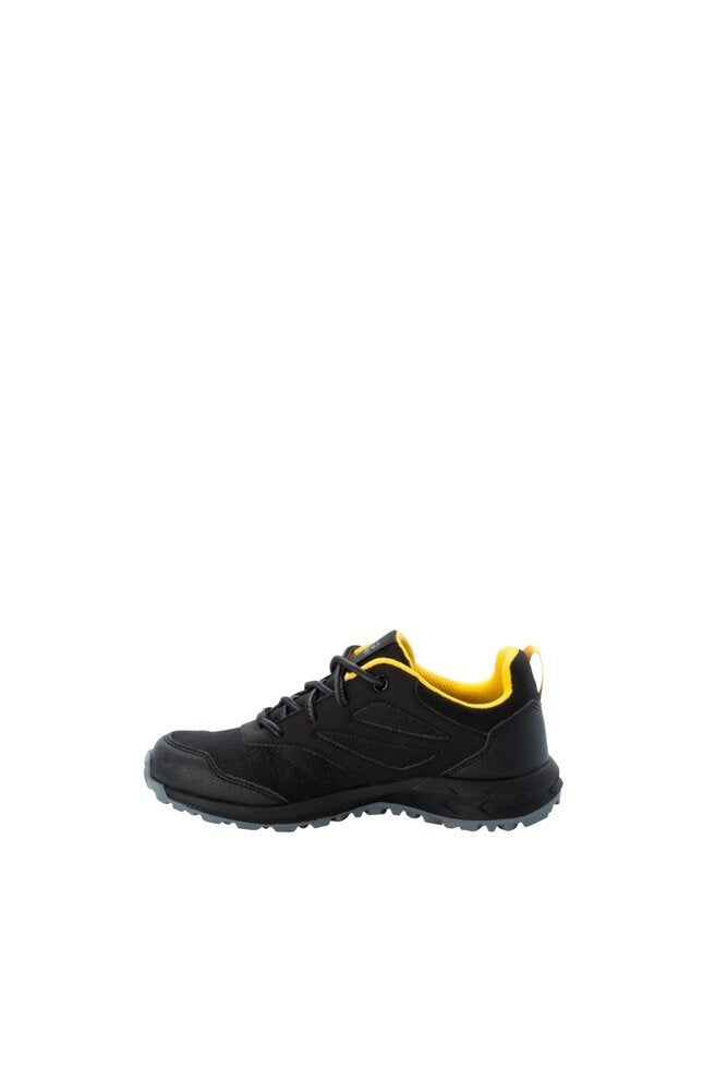 Jack Wolfskin Detské turistické topánky Woodland Texapore Low K black/burly yellow, EU 33-5