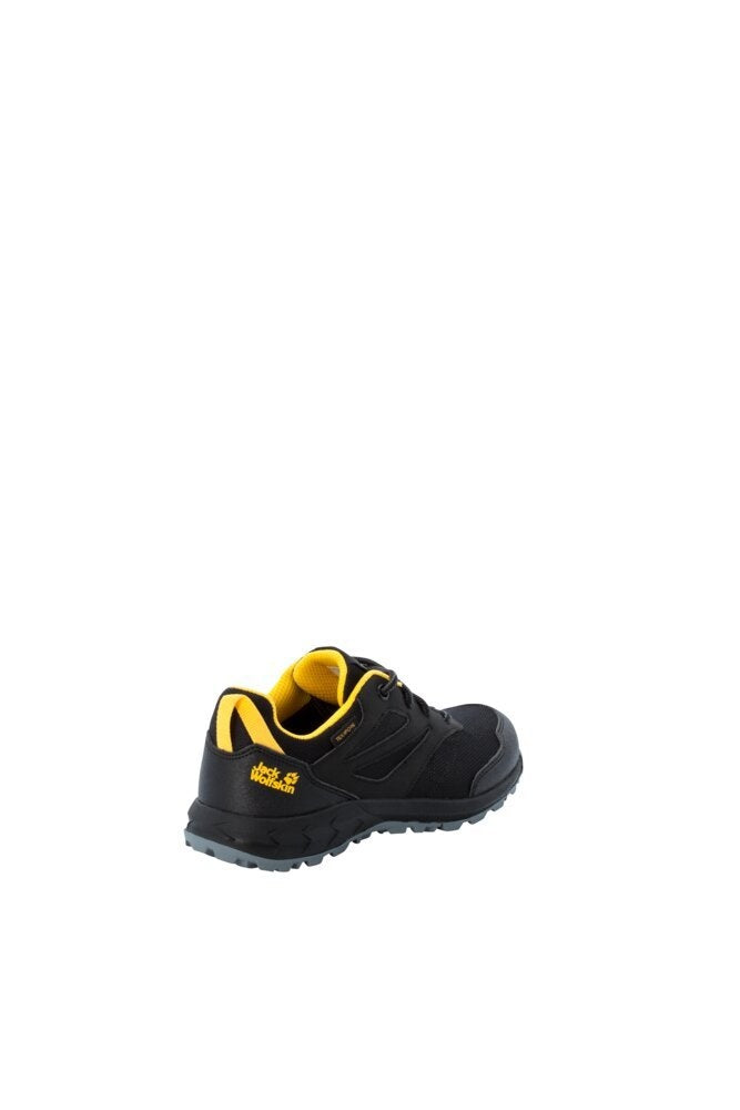 Jack Wolfskin Detské turistické topánky Woodland Texapore Low K black/burly yellow, EU 33-4