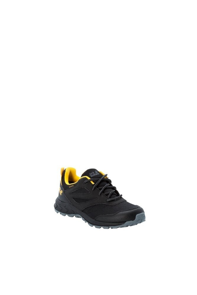 Jack Wolfskin Detské turistické topánky Woodland Texapore Low K black/burly yellow, EU 33-3