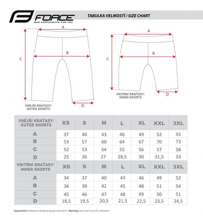 FORCE nohavice krátke BLADE MTB s odnímateľnou vložkou, červené veľ.: XS-5