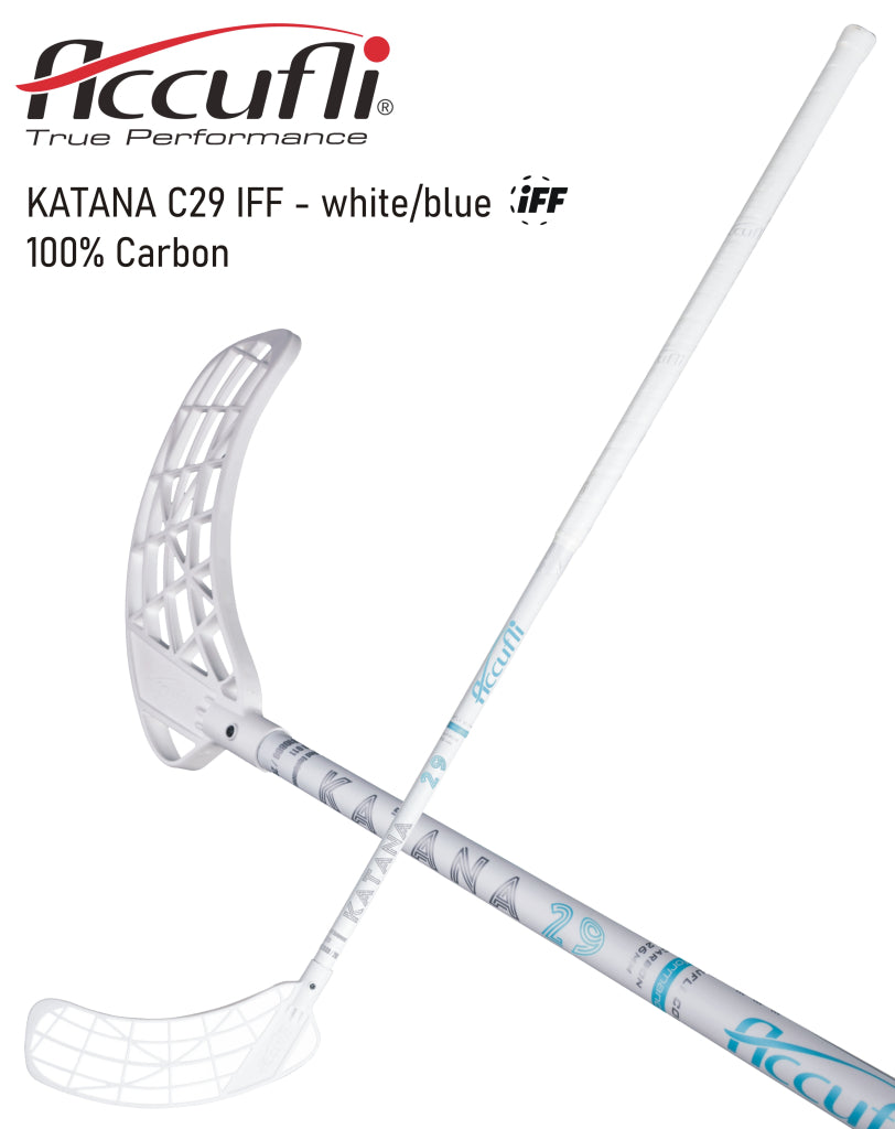 Florbalová hokejka Accufli KATANA C29 IFF - white/blue 100 cm-0