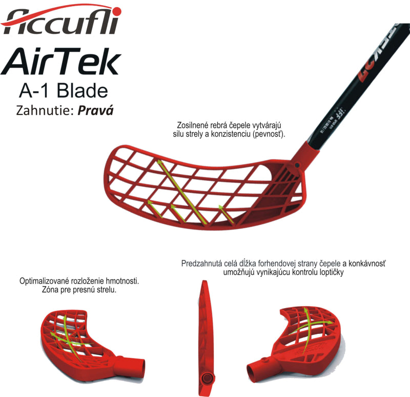 Florbalová čepeľ Accufli Airtek A1-Senior - Orange Ľavá - ľavá ruka dole-1