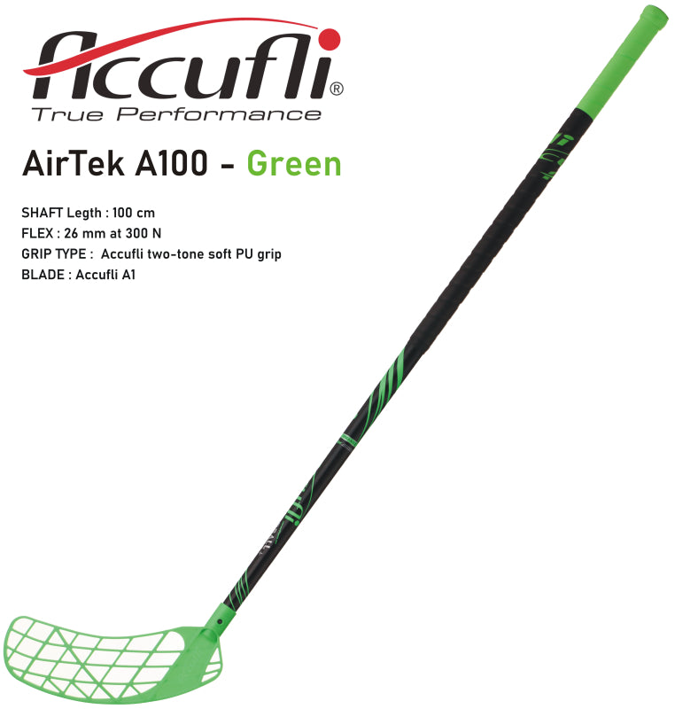 Florbalový set ACCUFLI AirTek A100 - Green 8 ks ľavá / 2 ks pravá-5