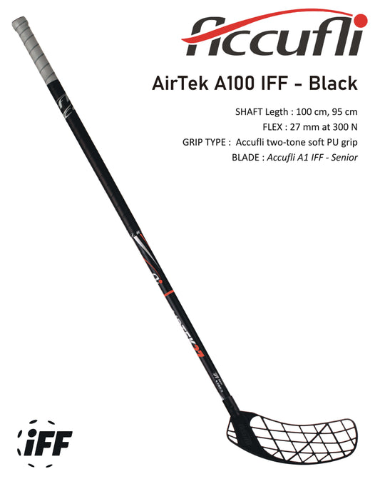 Florbalová hokejka Accufli AirTek IFF – Black 100 cm-0