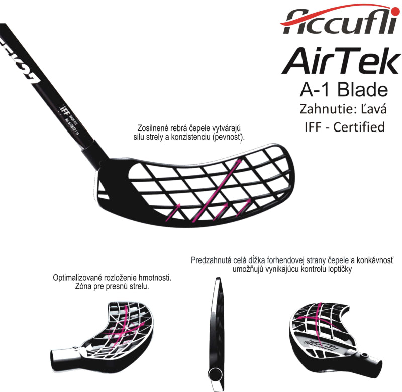 Florbalová hokejka Accufli AirTek IFF – Black 100 cm-1