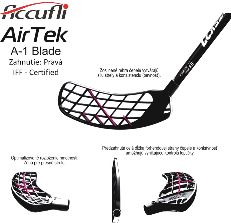 Florbalová hokejka Accufli AirTek IFF – Black 100 cm-4