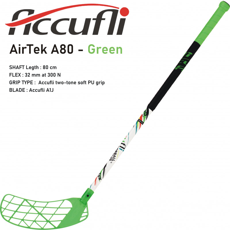 Florbalový set ACCUFLI AirTek A80 - Green 8 ks ľavá / 2 ks pravá-4