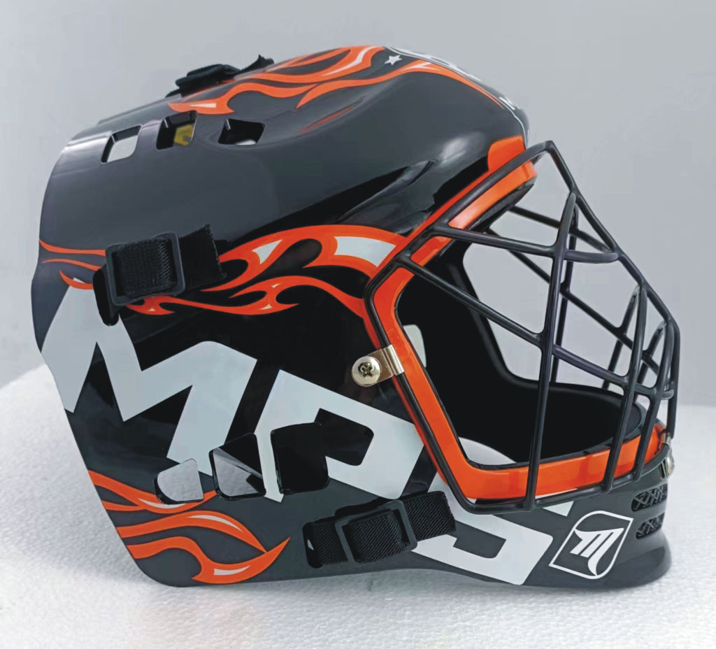 Florbalová maska MPS PRO FLAME - Black/Orange-0