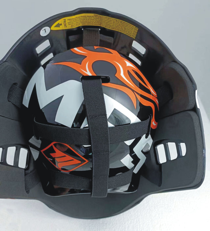 Florbalová maska MPS PRO FLAME - Black/Orange/Chrome-4