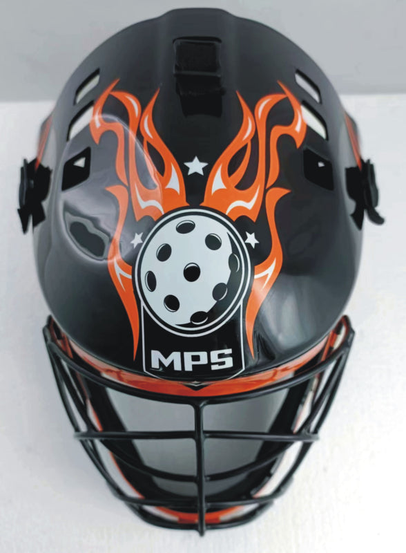 Florbalová maska MPS PRO FLAME - Black/Orange-1