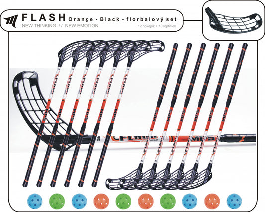 Florbalový set MPS FLASH junior Orange/Black 10 ks ľavá / 2 ks pravá-0