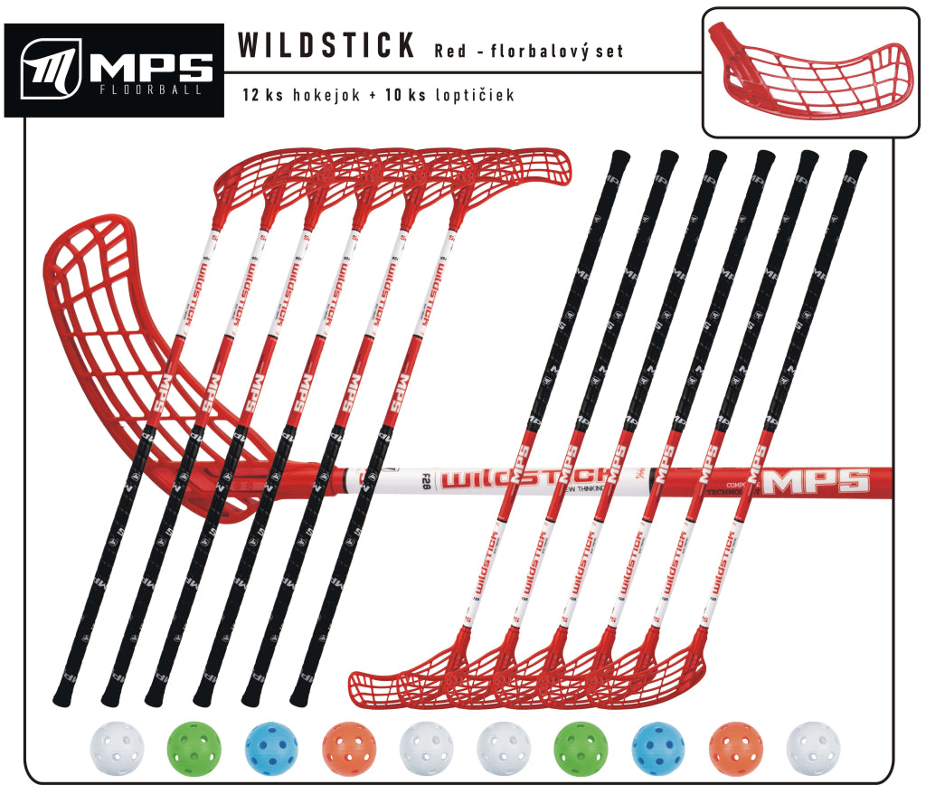 Florbalový set MPS WILDSTICK Red 10 ks ľavá / 2 ks pravá-0