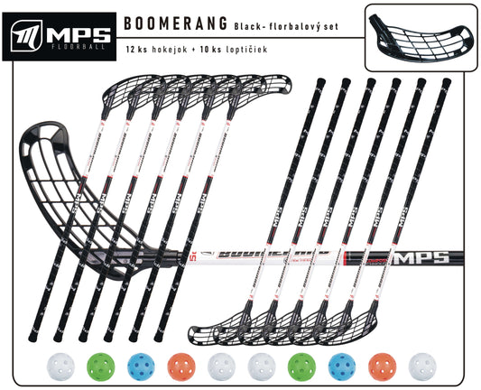 Florbalový set MPS BOOMERANG Black 10 ks ľavá / 2 ks pravá-0