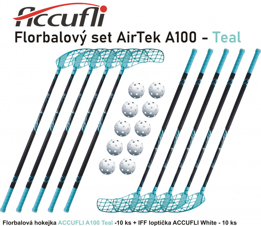 Florbalový set ACCUFLI AirTek A100 - Teal 8 ks ľavá / 2 ks pravá-0