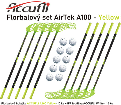 Florbalový set ACCUFLI AirTek A100 - Yellow 8 ks ľavá / 2 ks pravá-0