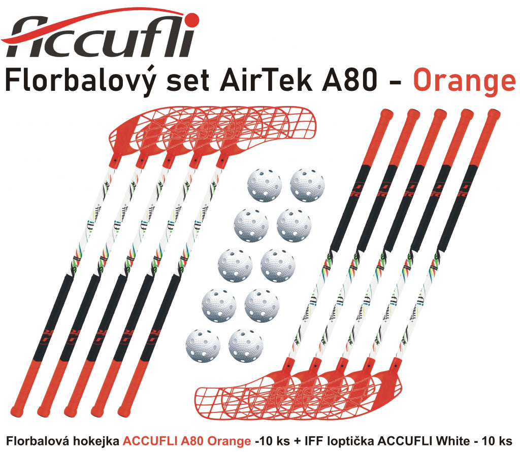 Florbalový set ACCUFLI AirTek A80 - Orange 8 ks ľavá / 2 ks pravá-0