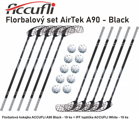 Florbalový set ACCUFLI AirTek A90 - Black 8 ks ľavá / 2 ks pravá-0