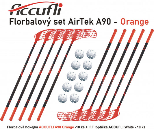 Florbalový set ACCUFLI AirTek A90 - Orange 8 ks ľavá / 2 ks pravá-0