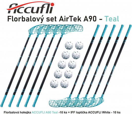 Florbalový set ACCUFLI AirTek A90 - Teal 8 ks ľavá / 2 ks pravá-0