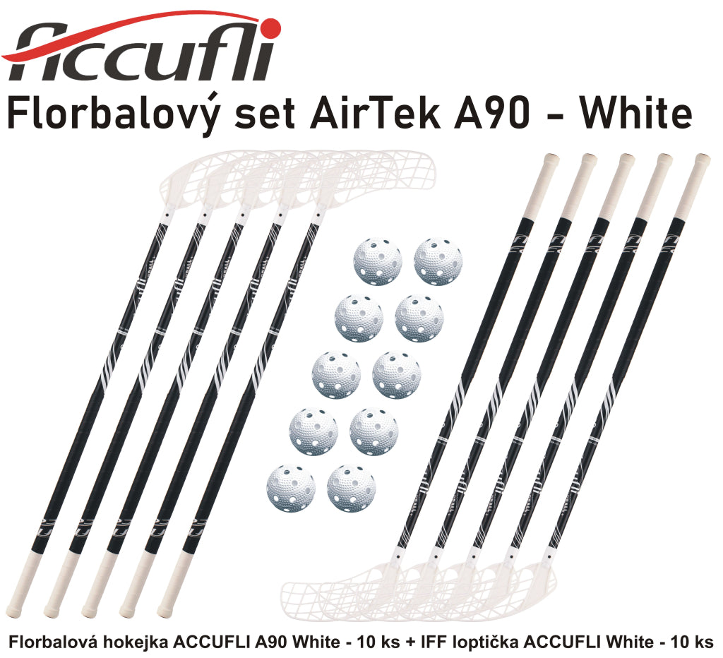 Florbalový set ACCUFLI AirTek A90 - White 8 ks ľavá / 2 ks pravá-0