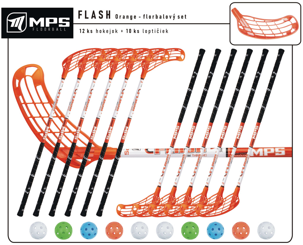 Florbalový set MPS FLASH junior Orange 10 ks ľavá / 2 ks pravá-0