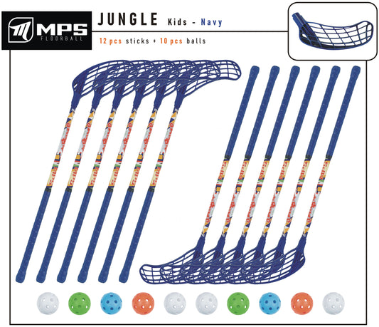 Florbalový set MPS JUNGLE Navy - DETSKÝ 10 ks ľavá / 2 ks pravá-0