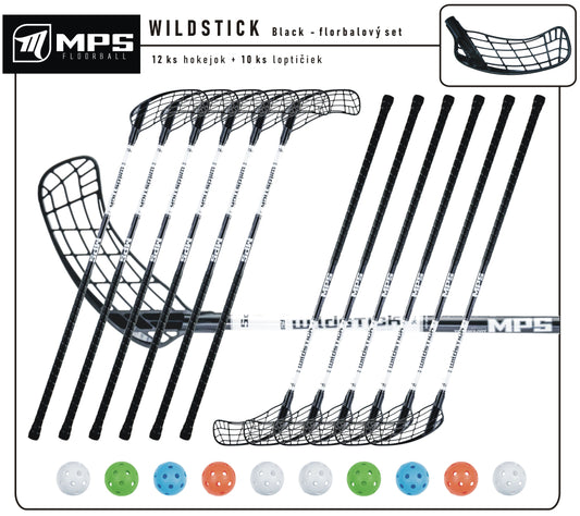 Florbalový set MPS WILDSTICK Black 10 ks ľavá / 2 ks pravá-0