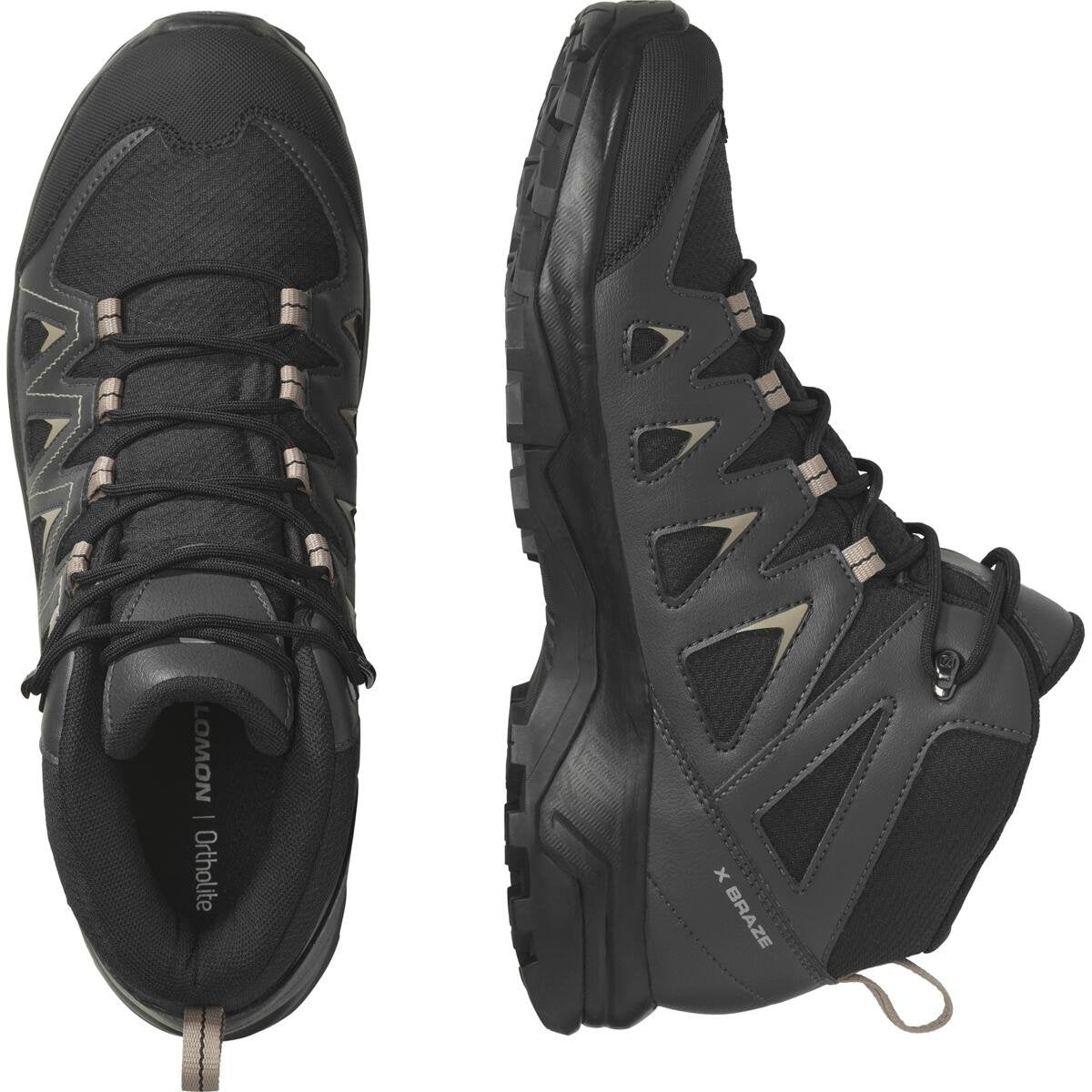 Salomon Pánske topánky X Braze Mid GTX Black/Phantom/Vintage Khaki, 46-2