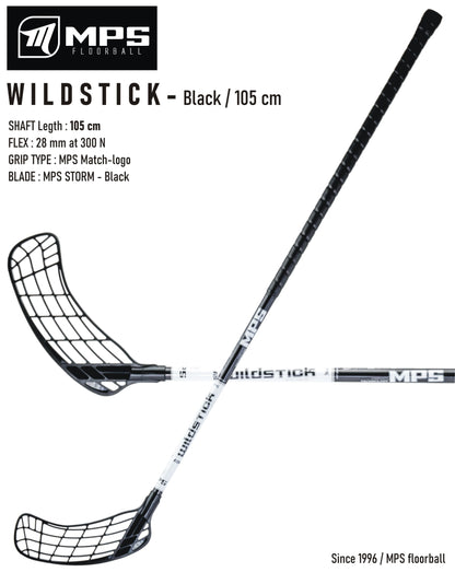 Florbalová hokejka MPS WILDSTICK Black - 105 cm Ľavá - ľavá ruka dole-0