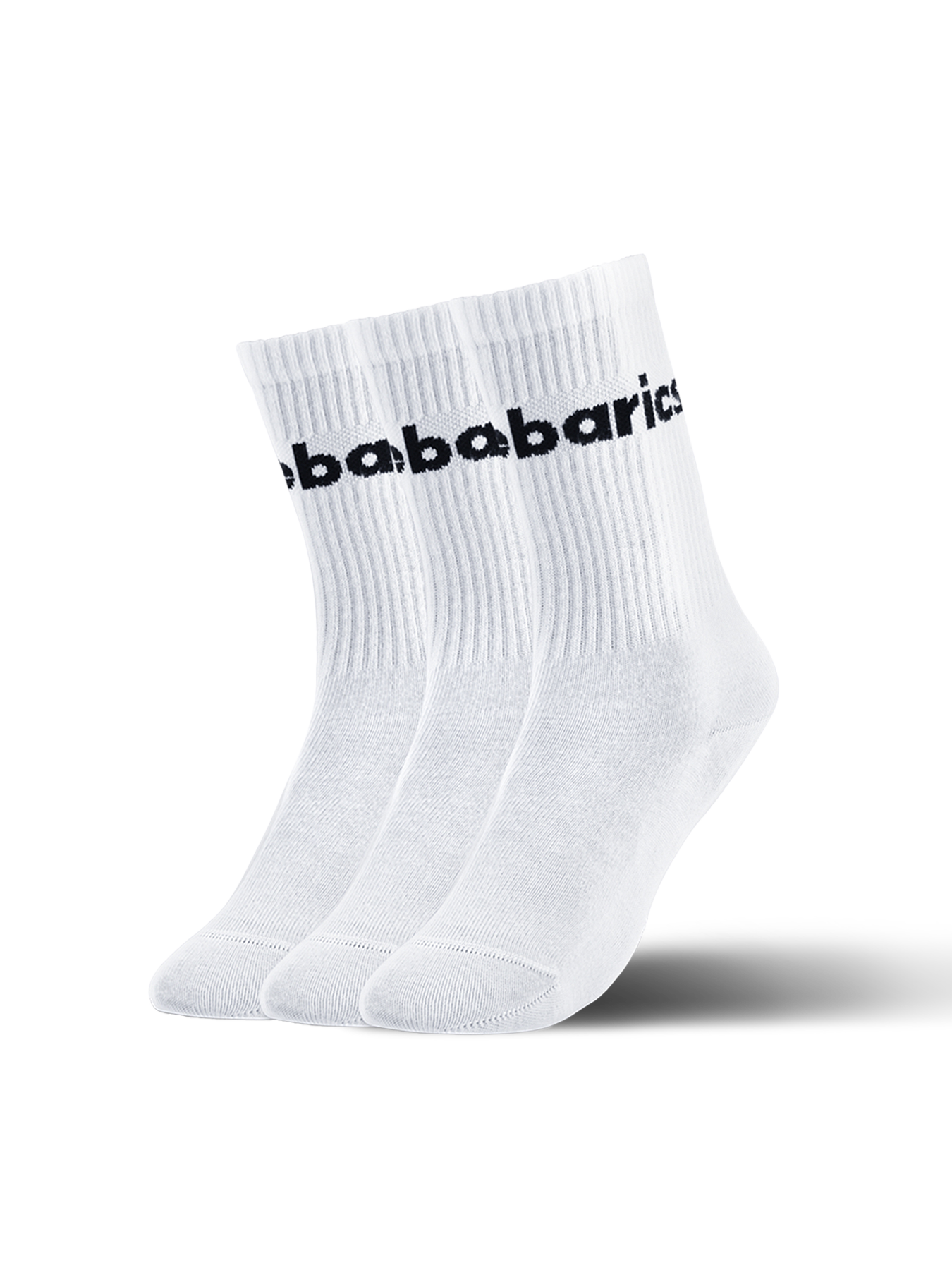 Barebarics - Barefoot Ponožky - Crew - White - Big logo - 3 pack