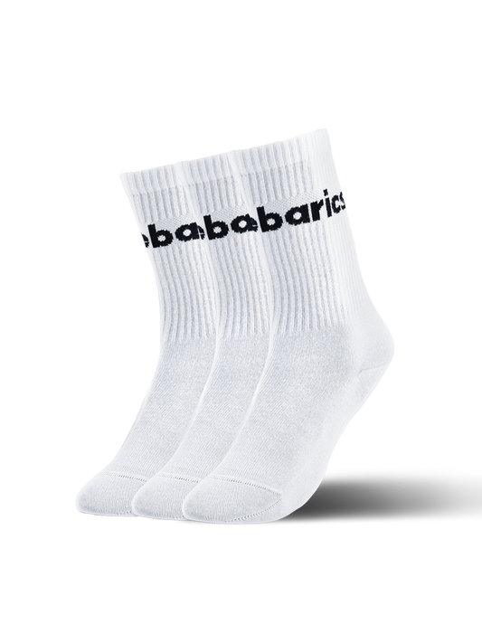 Barebarics - Barefoot Ponožky - Crew - White - Big logo - 3 pack