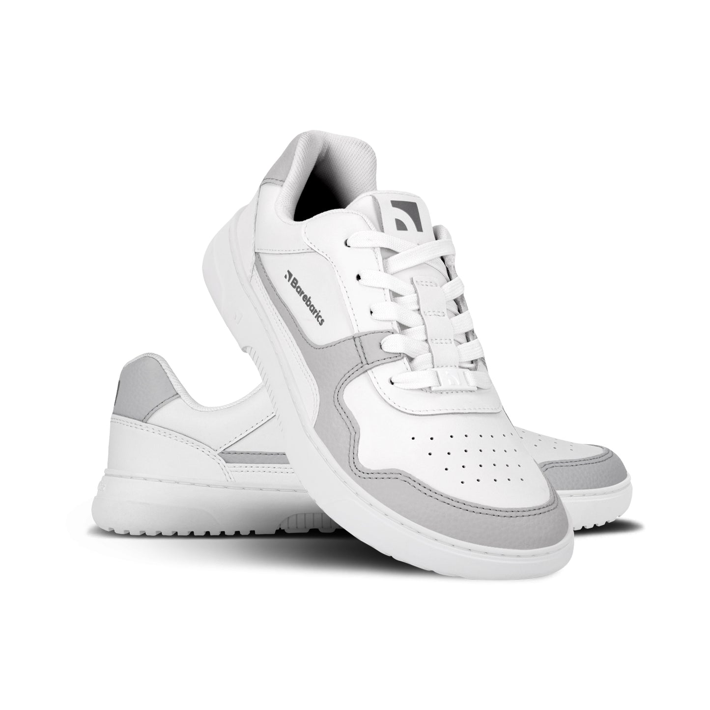 Barefoot tenisky Barebarics Zing - White & Light Grey - Leather