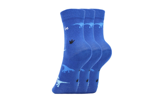 Detské barefoot ponožky Be Lenka Kids - Crew - Dino - Royal Blue - 3 pack