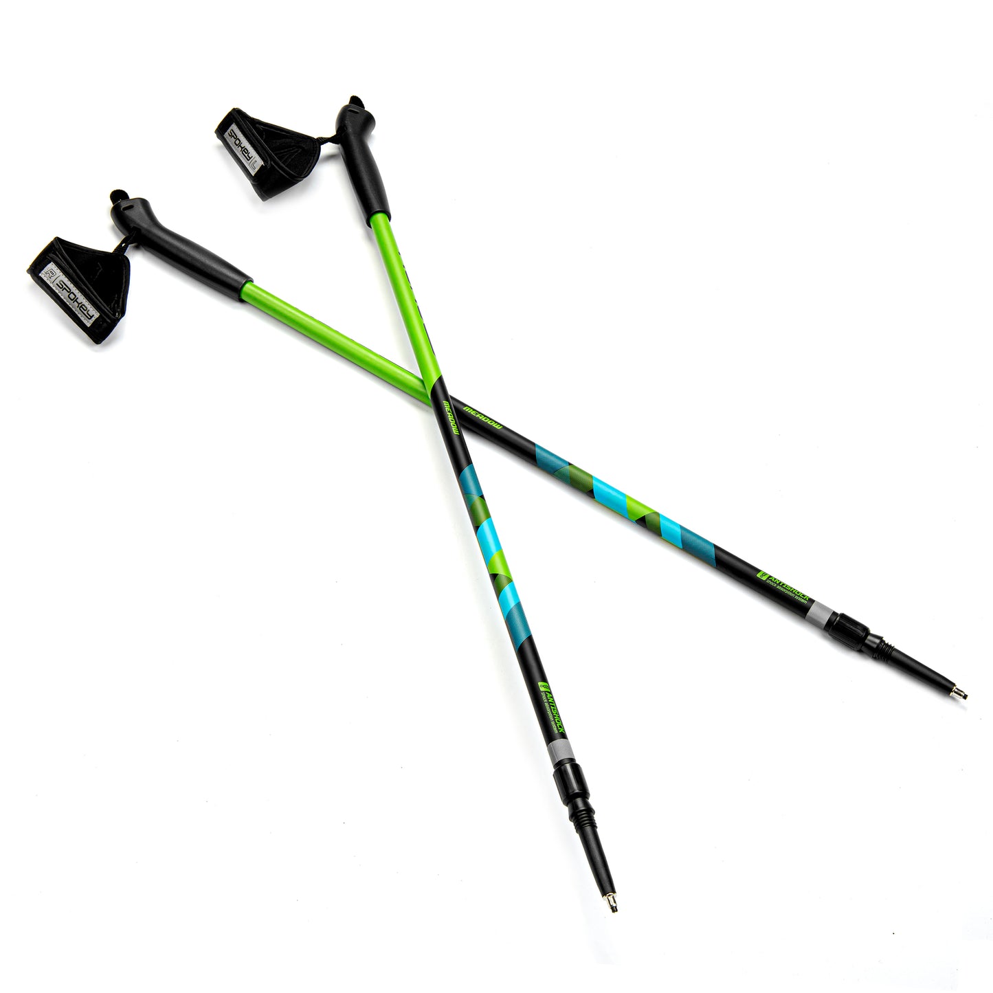 MEADOW Palice Nordic Walking, 2-dielne, systém Antishock, zeleno-čierné-1