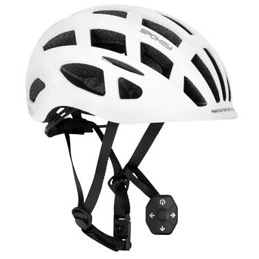 POINTER PRO Cyklistická prilba s LED blikačkou a blinkry, 55-58 cm, biela