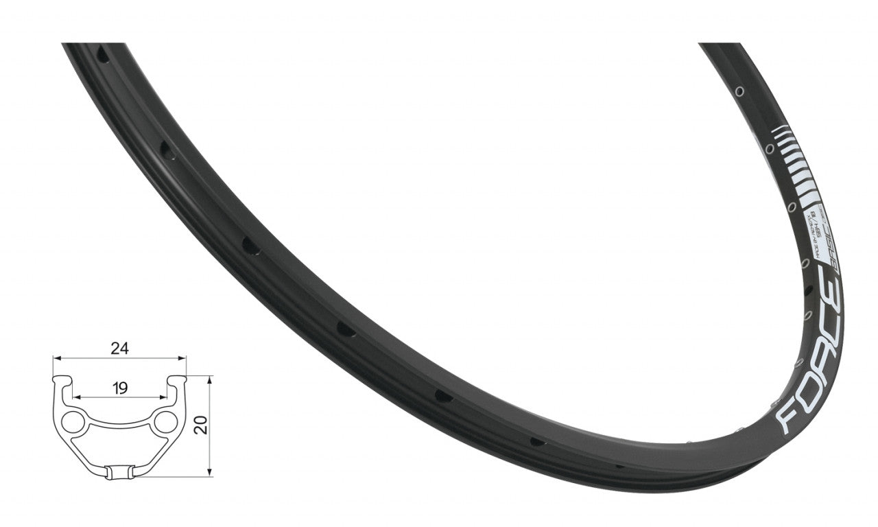 FORCE ráfik BASIC DISC 584x19 36 dier, čierny